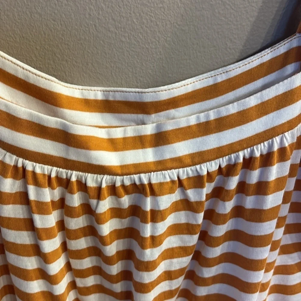 NWT Michael Kors yellow gold White Striped Tank Top cotton ruffle tank straps L